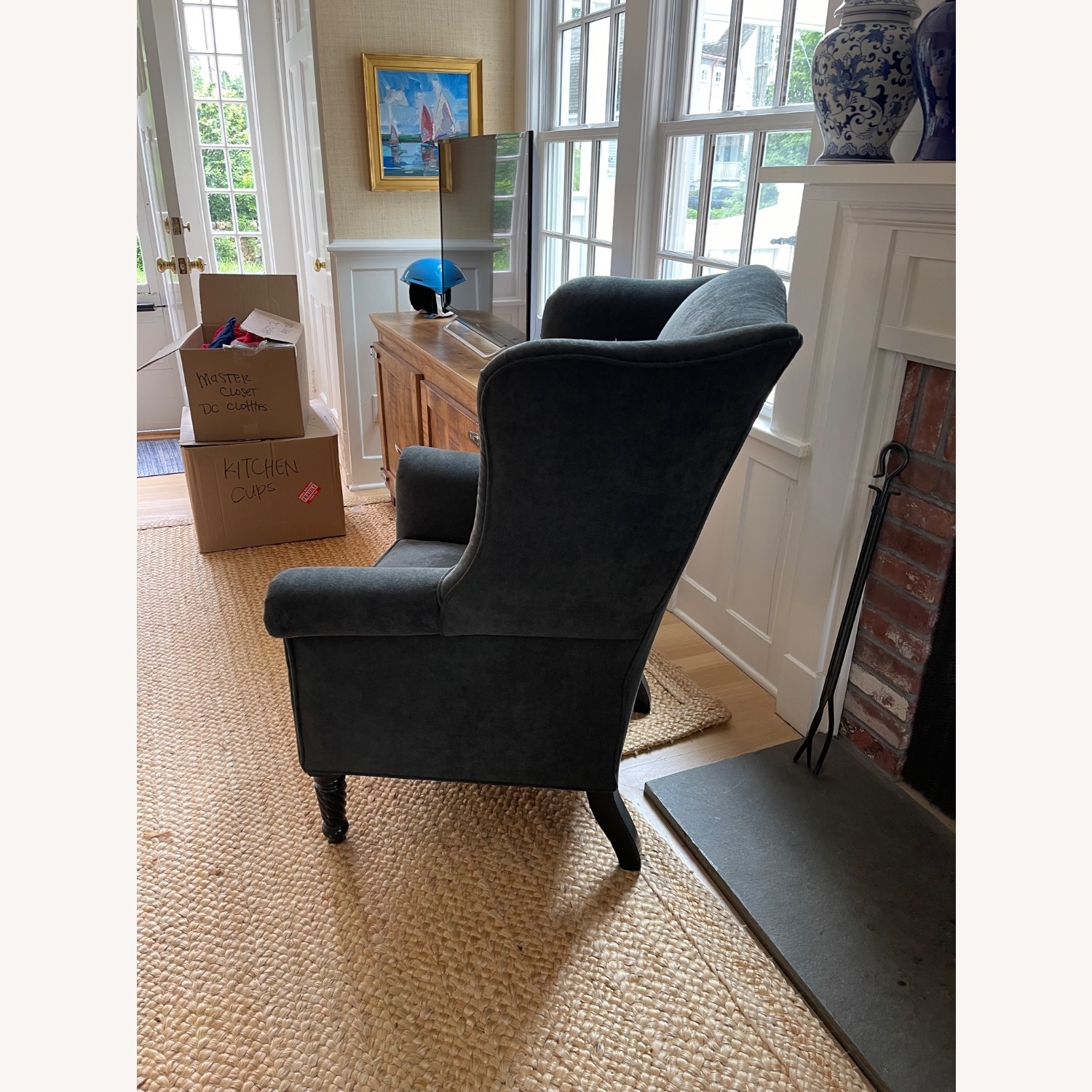 Antique Wingback Chair with Hand Turned Legs  - image-5