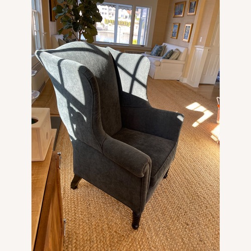 Used Antique Wingback Chair with Hand Turned Legs for sale on AptDeco