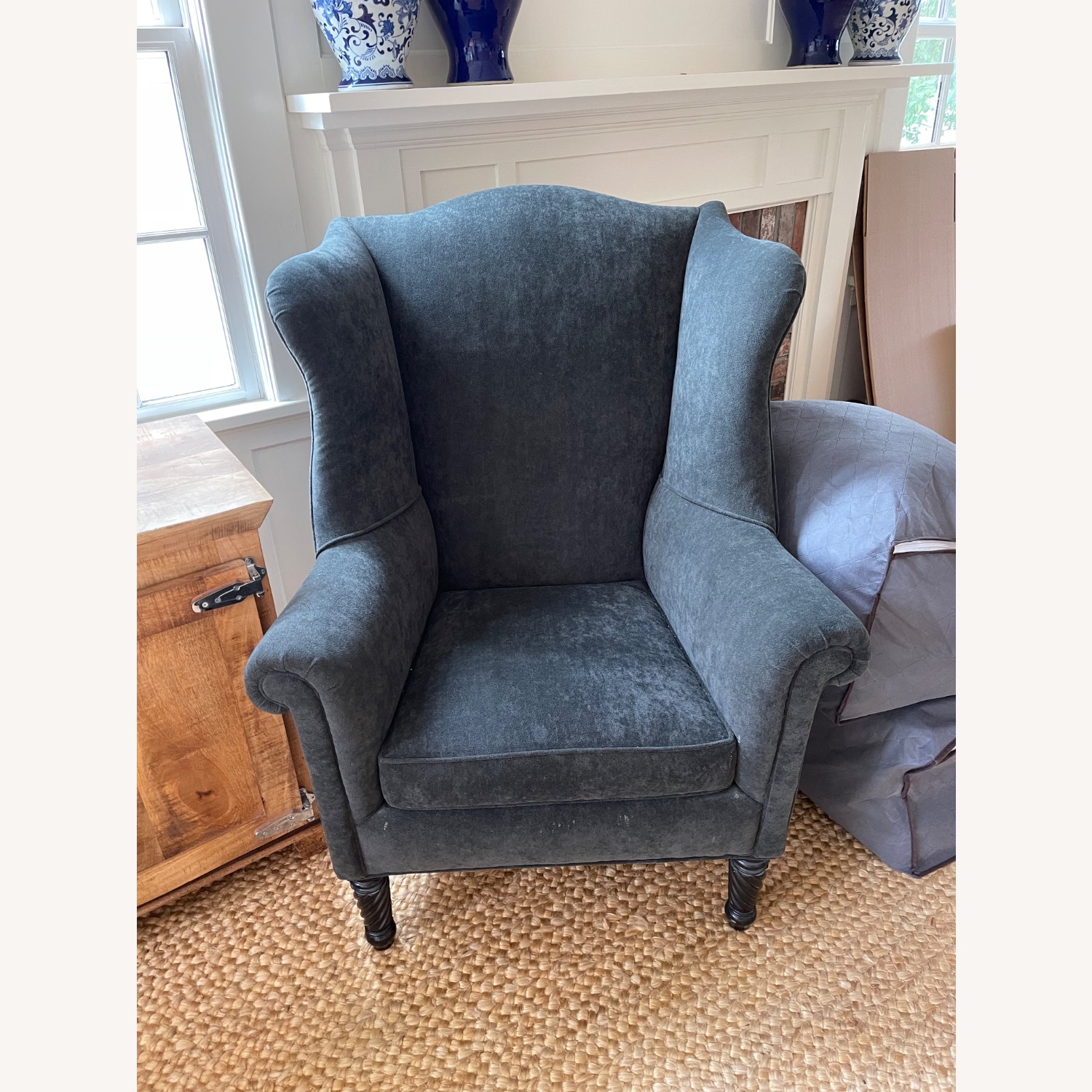 Antique Wingback Chair with Hand Turned Legs  - image-6