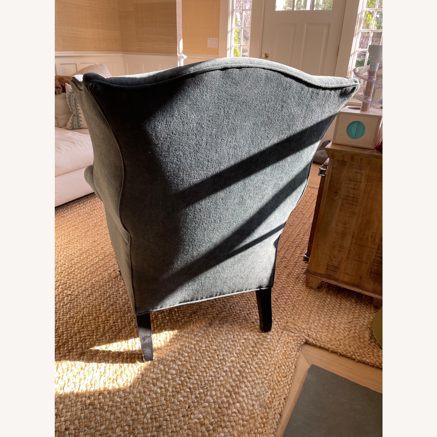 Antique Wingback Chair with Hand Turned Legs  - image-2