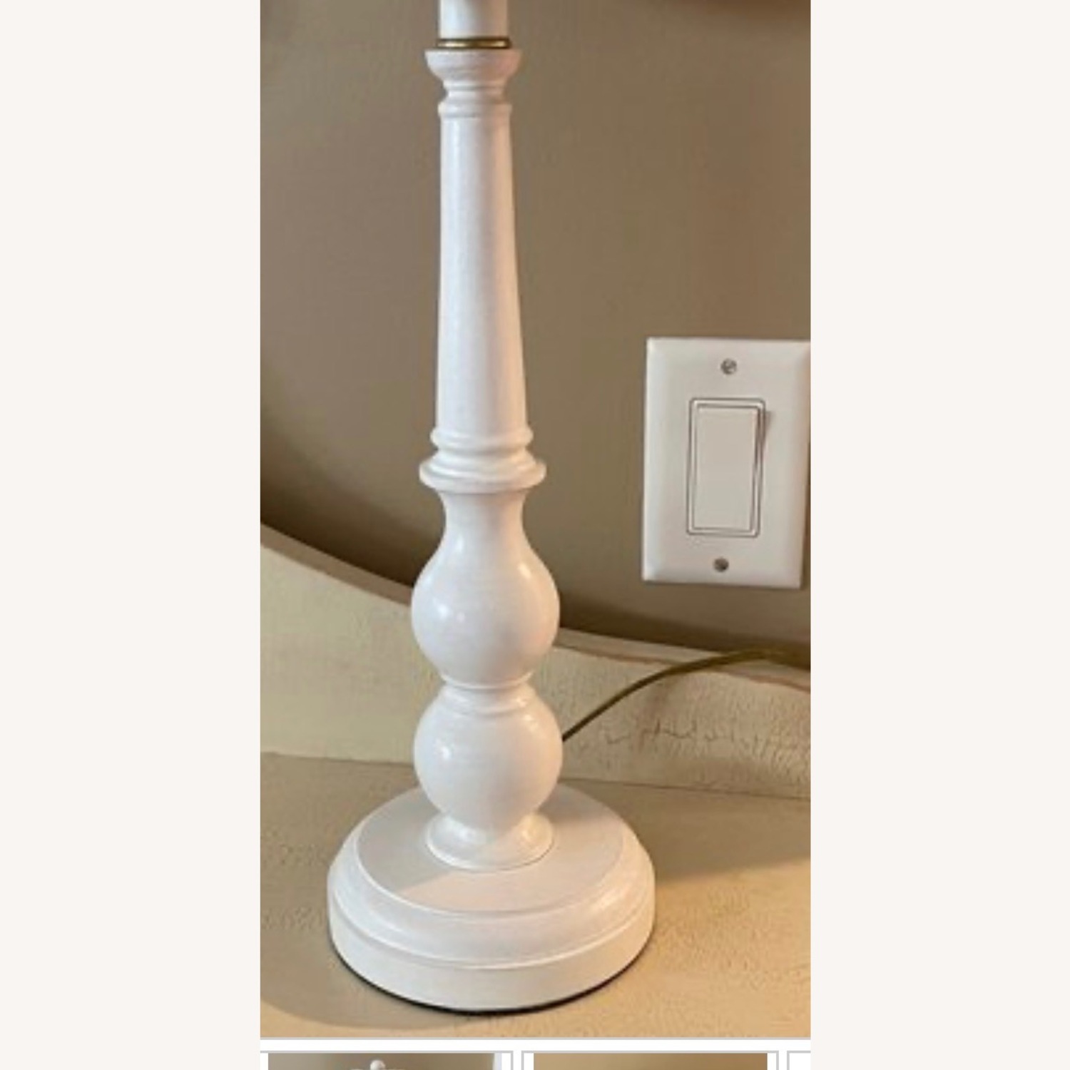 Antique Blue & White Gingham Table Lamp - image-4