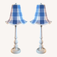 Antique Blue & White Gingham Table Lamp