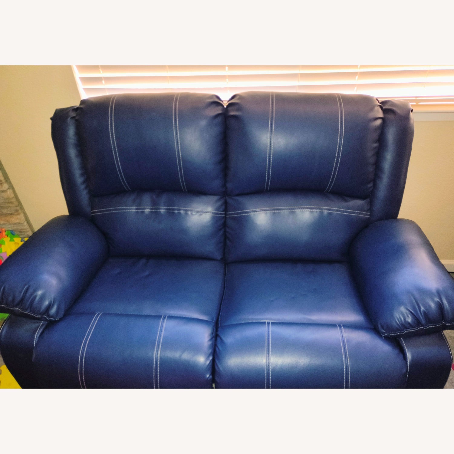 Alex Navy Blue Recliner Loveseat - image-3