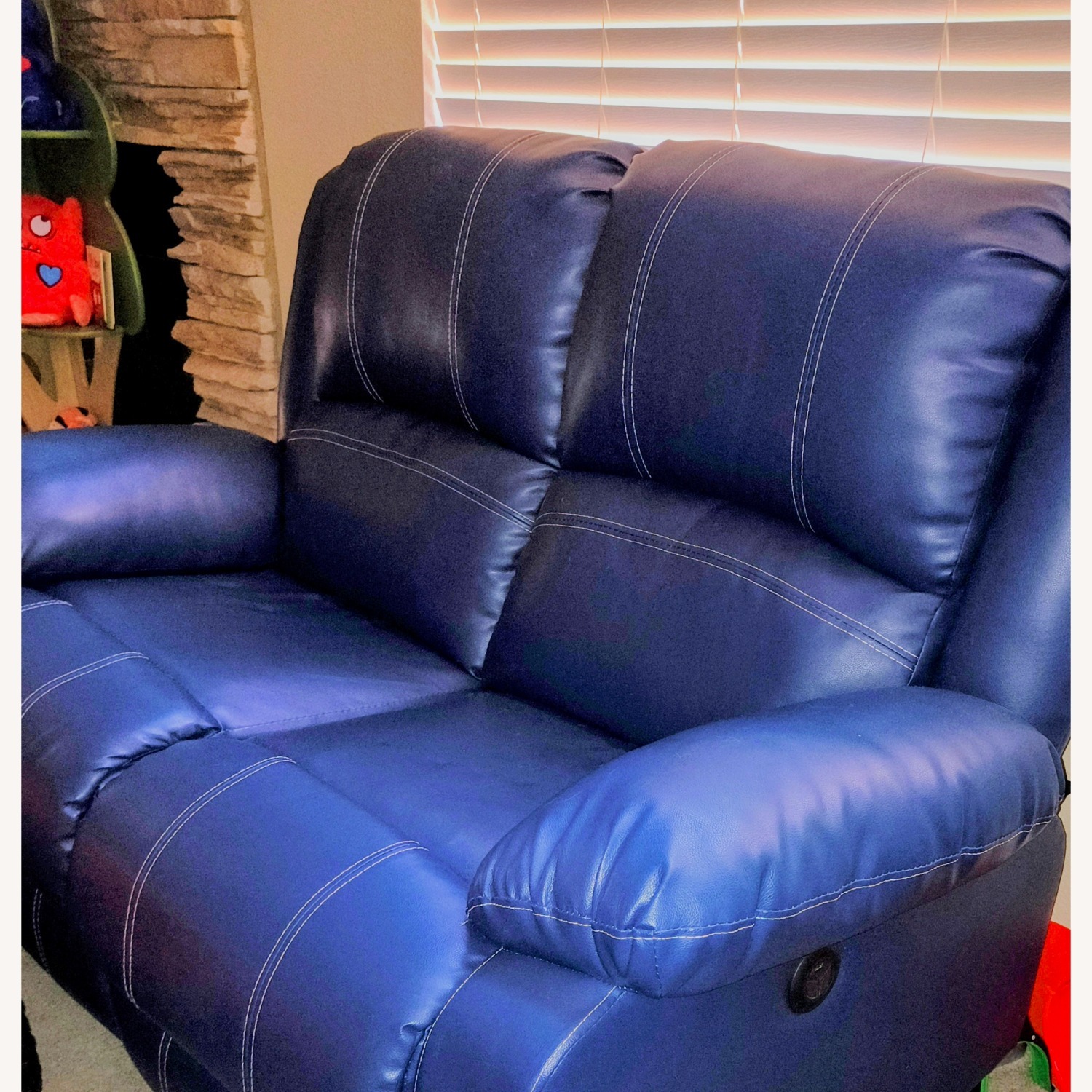 Alex Navy Blue Recliner Loveseat - image-1