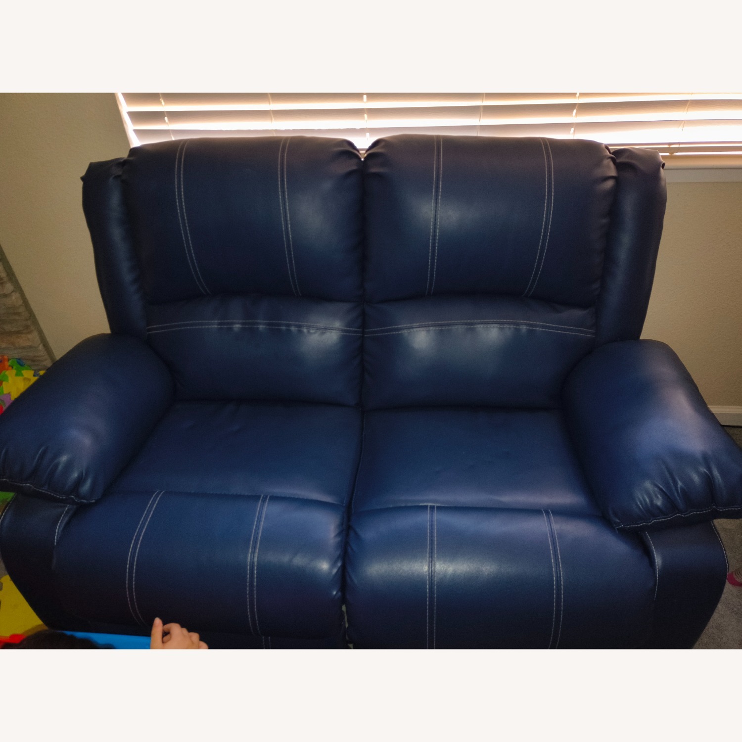Alex Navy Blue Recliner Loveseat - image-6