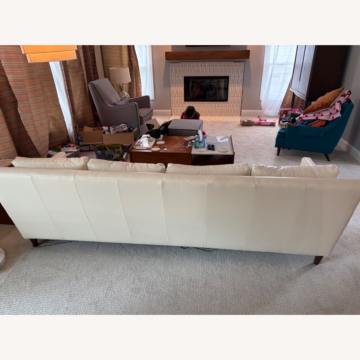 Elite Aero Leather White 3+ Seater Sofa - image-2