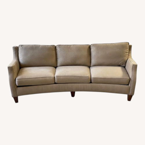 Used Three Seat Curved Shape Sofa Greek Key Fabric for sale on AptDeco