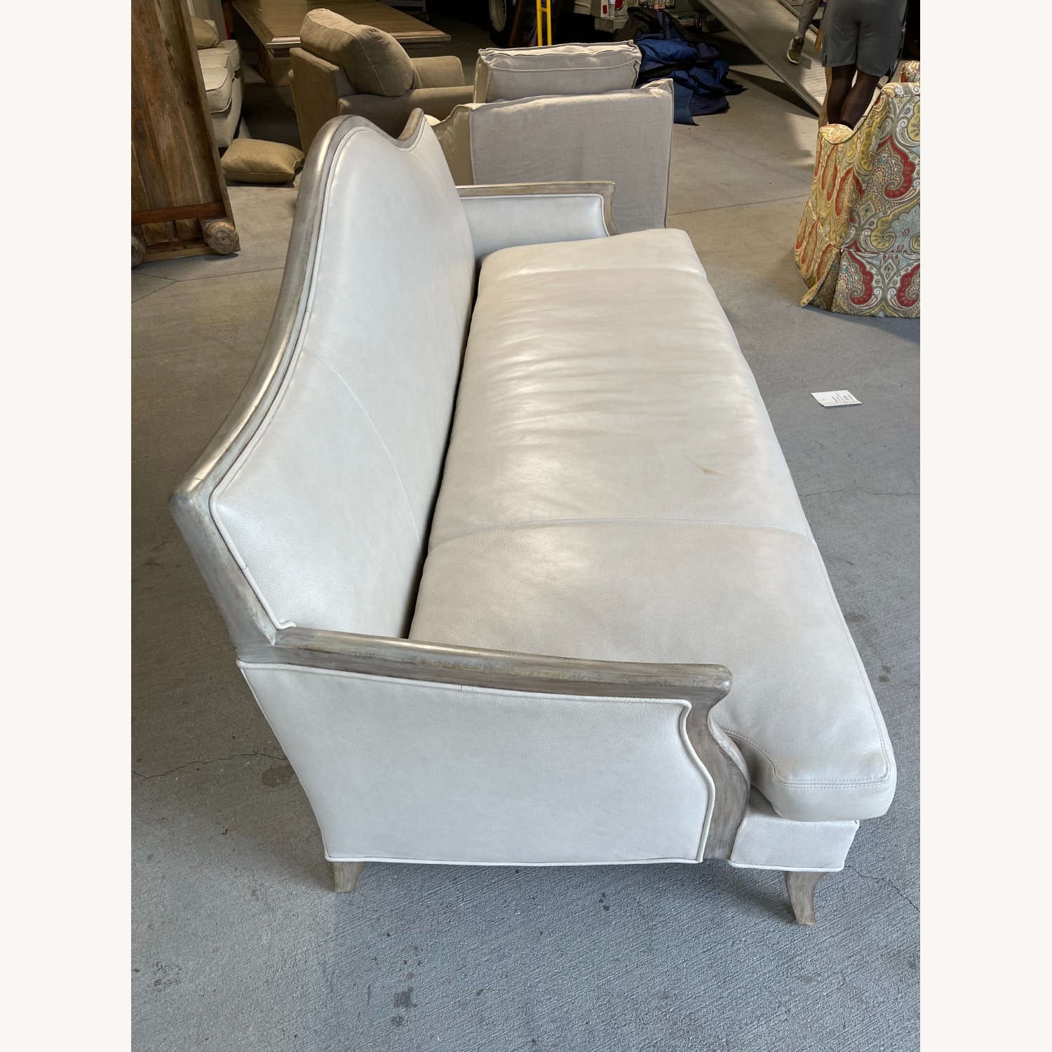 Light Gray Leather 3+ Seater Sofa - image-5