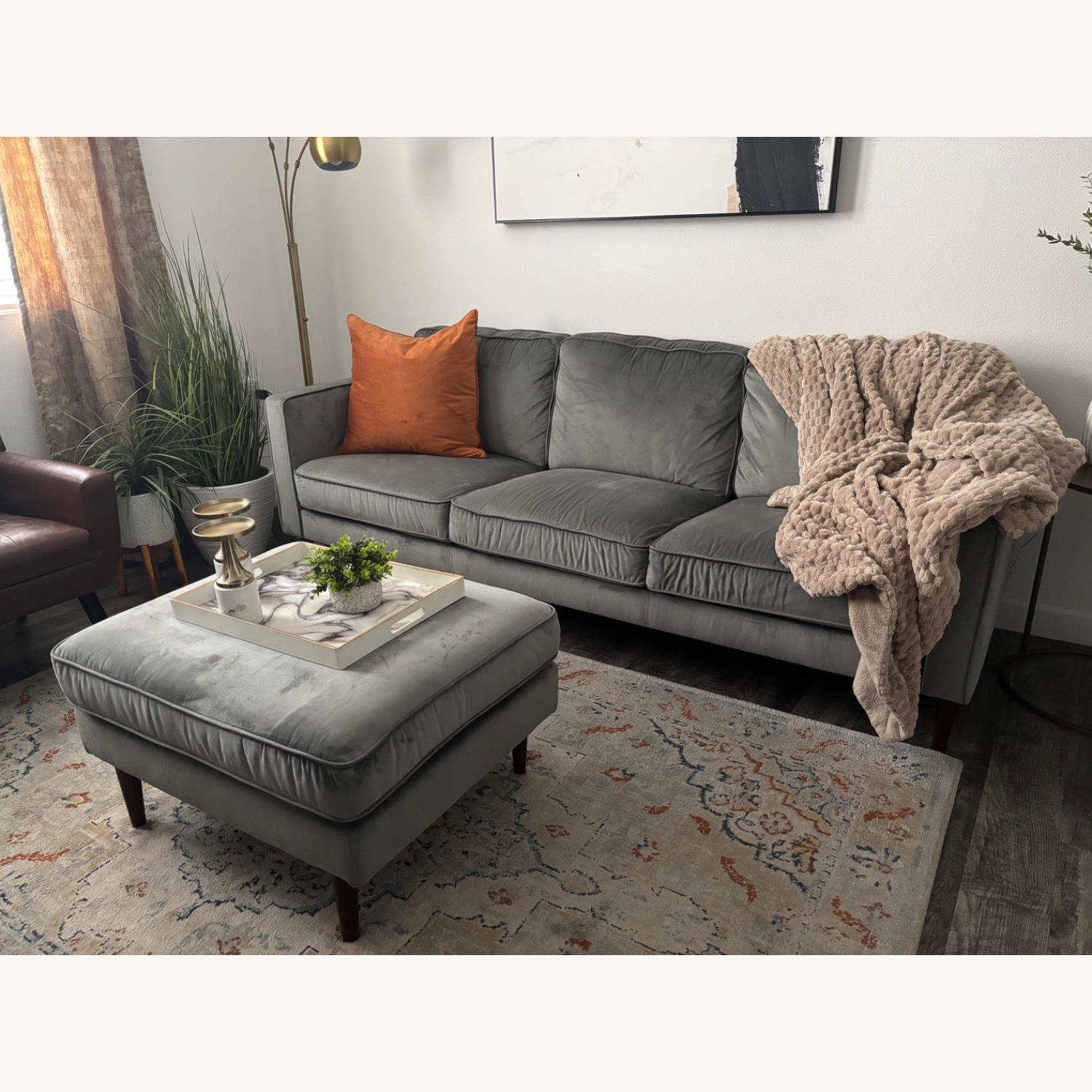 Dark Gray Microsuede 2 Piece Sectional - image-4