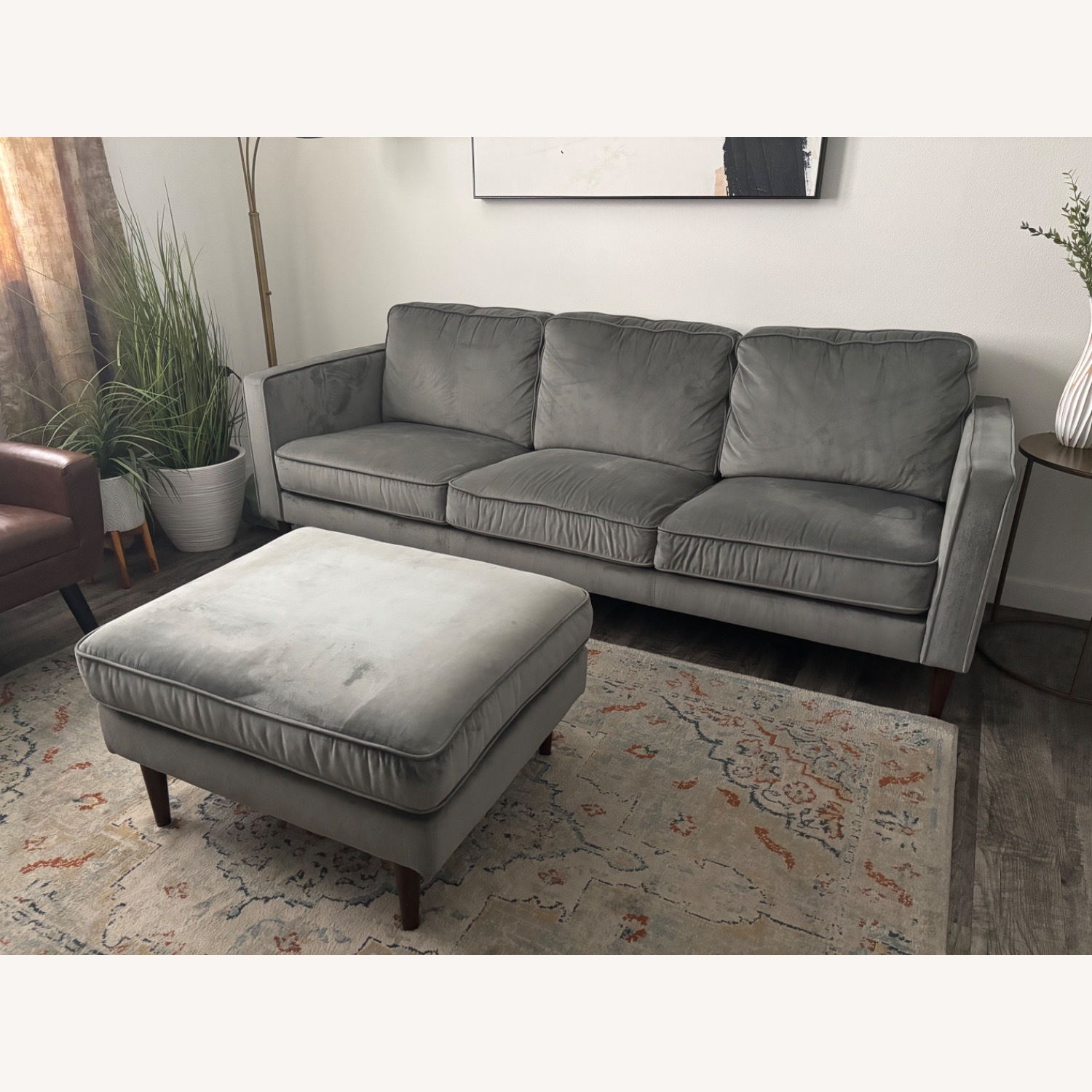 Dark Gray Microsuede 2 Piece Sectional - image-2