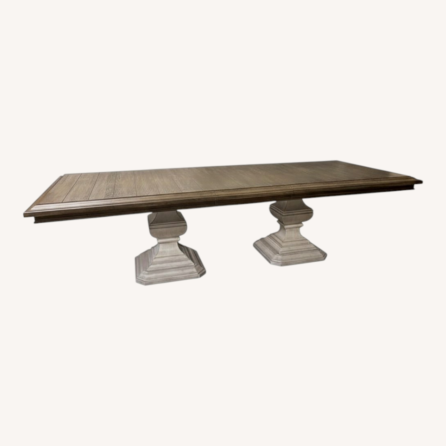 Dark Brown Wood Dining Table on Pedestals - image-0