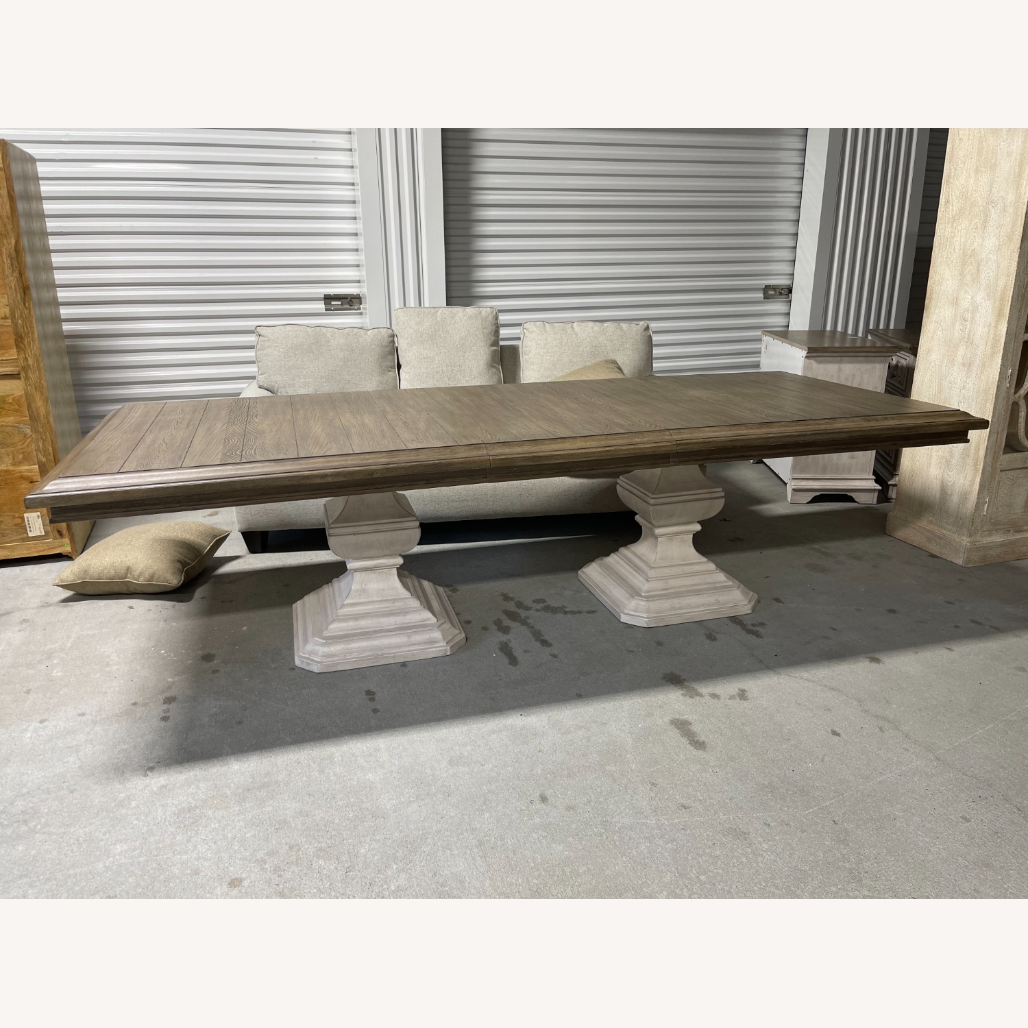 Dark Brown Wood Dining Table on Pedestals - image-6