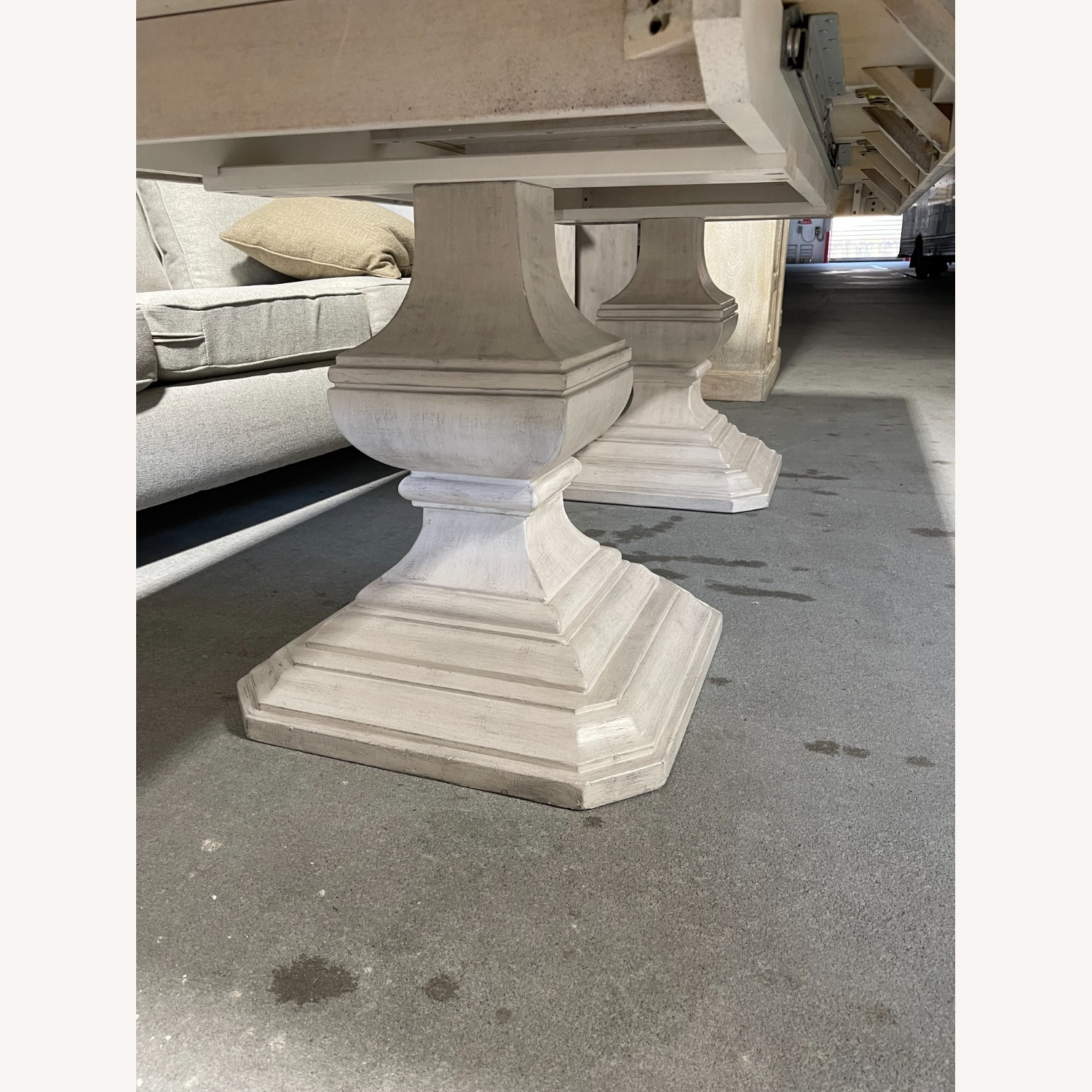 Dark Brown Wood Dining Table on Pedestals - image-3