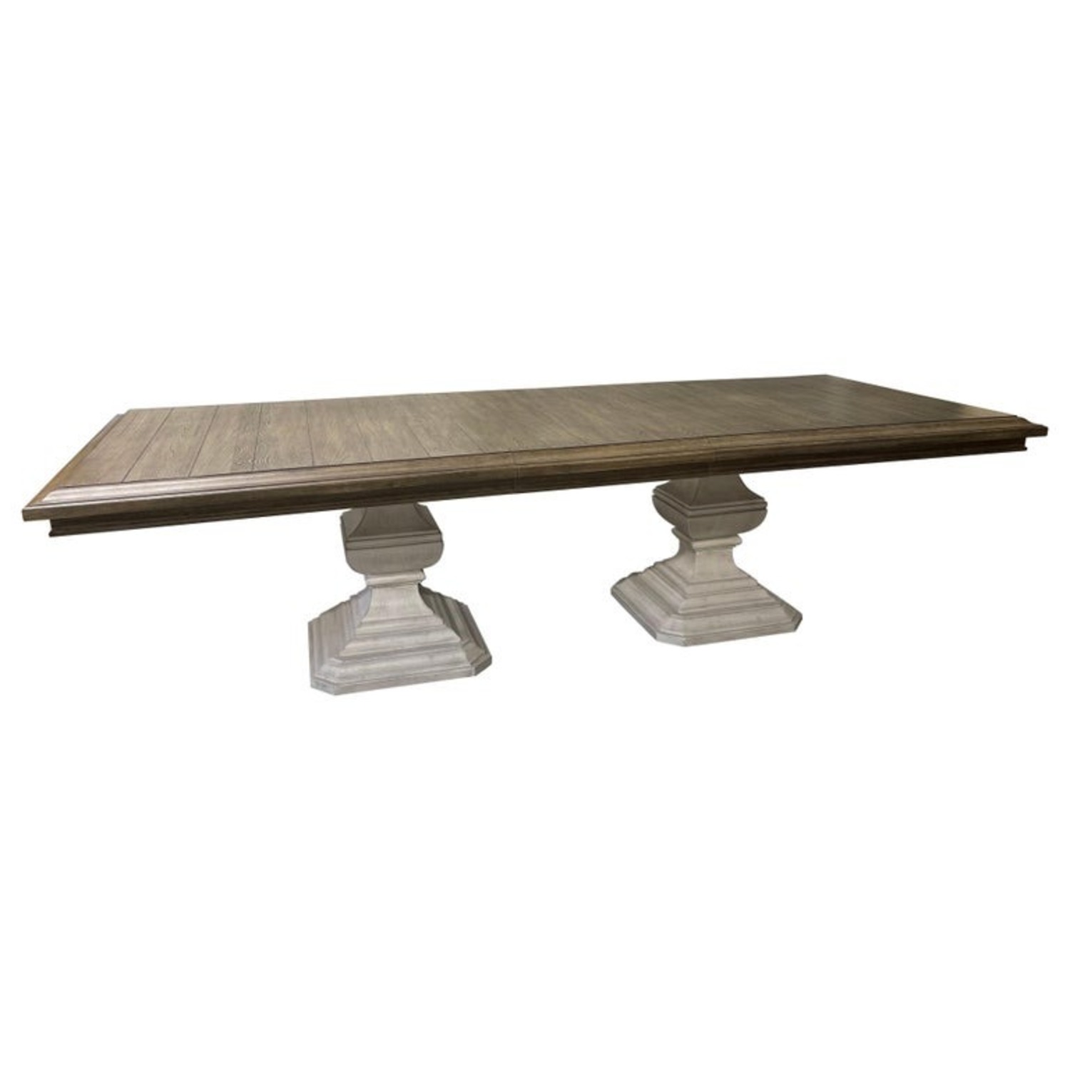 Dark Brown Wood Dining Table on Pedestals - image-5