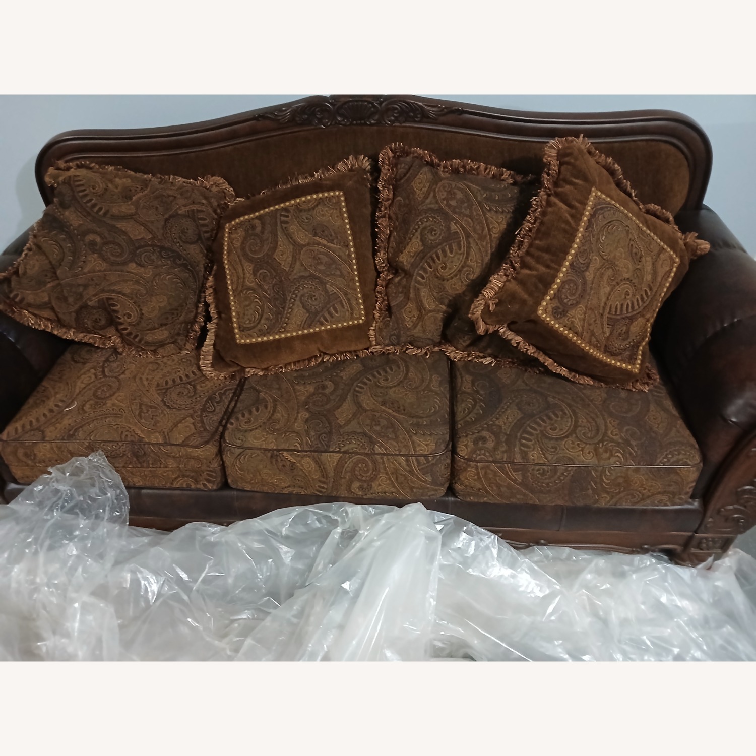 Dark Brown Fabric 3+ Seater Sofa - image-2