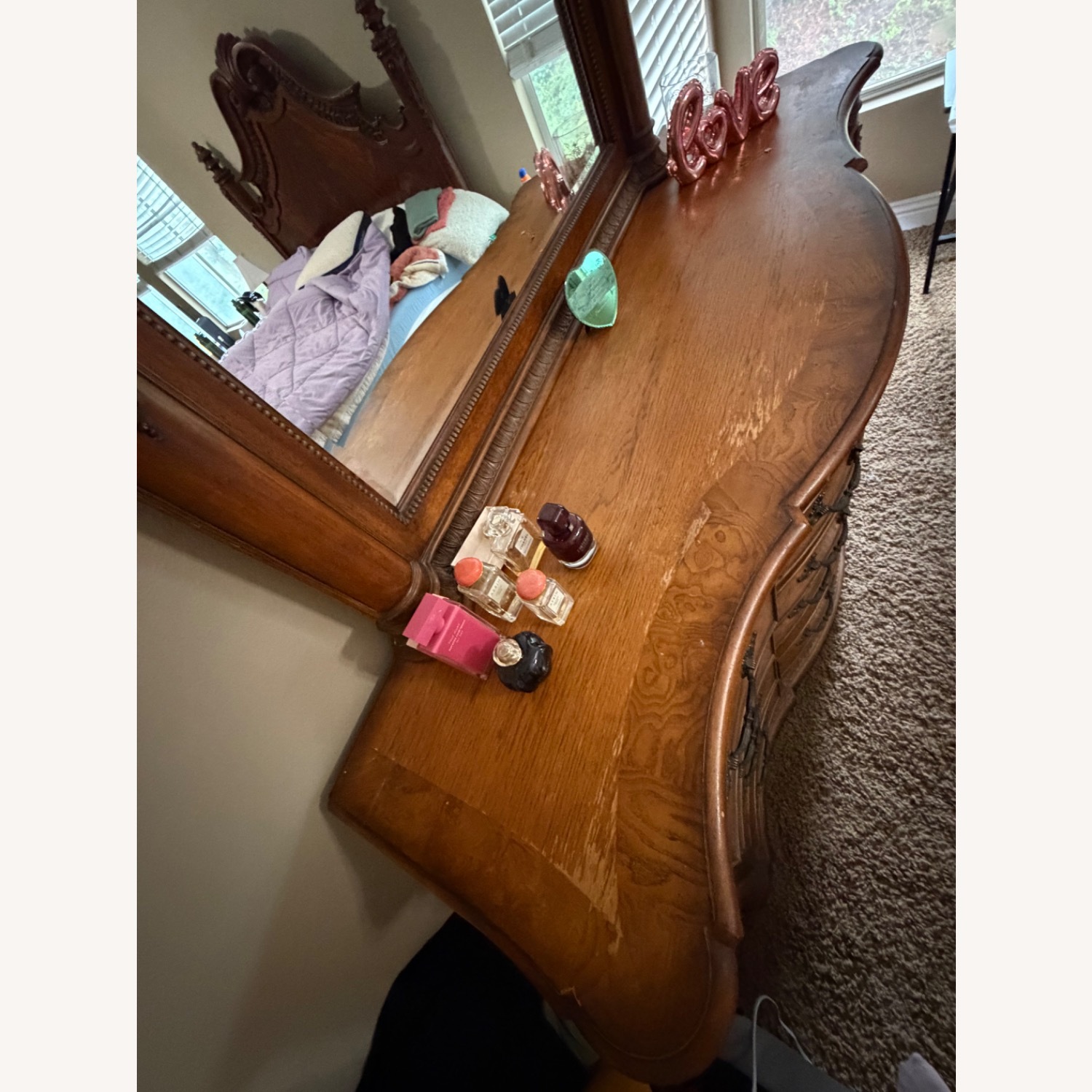 Vintage/Antique Dark Brown Wood Dresser - image-5