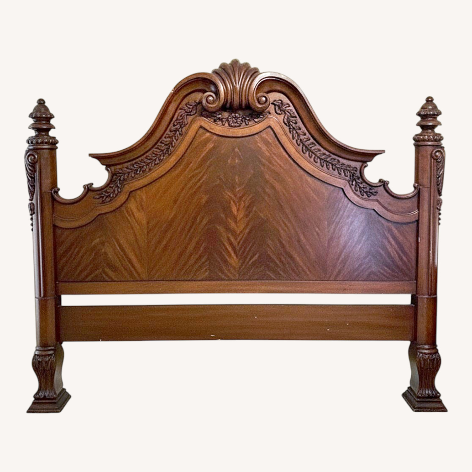 Vintage/Antique Dark Brown Wood Headboard - image-0