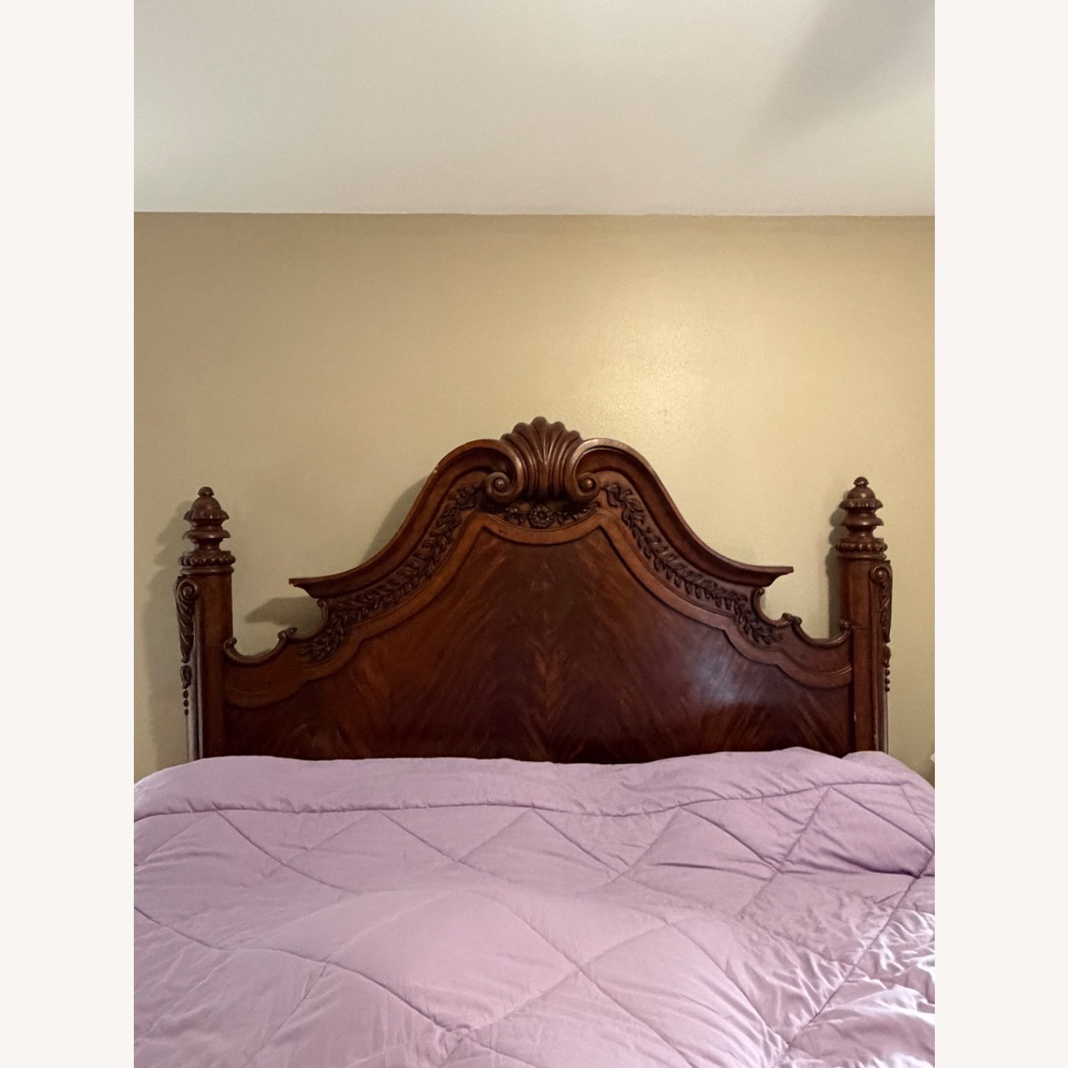 Vintage/Antique Dark Brown Wood Headboard - image-1