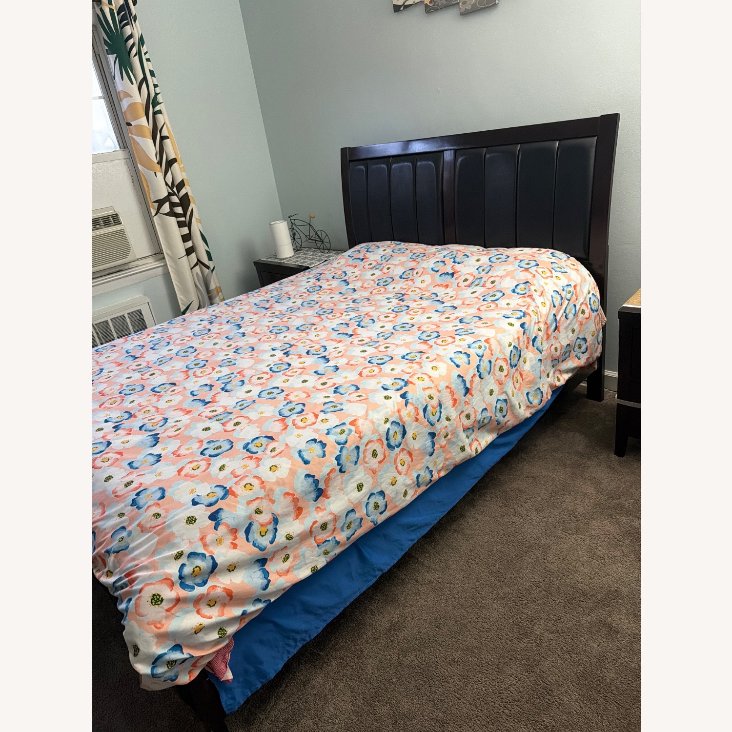 Dark Brown Wood Queen Bed - image-2