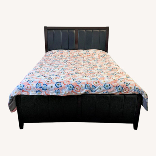 Used Dark Brown Wood Queen Bed for sale on AptDeco