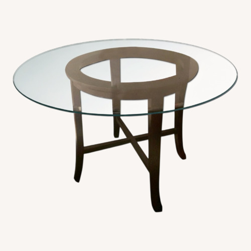 Used Crate & Barrel Halo Dark Brown Glass Dining Table for sale on AptDeco