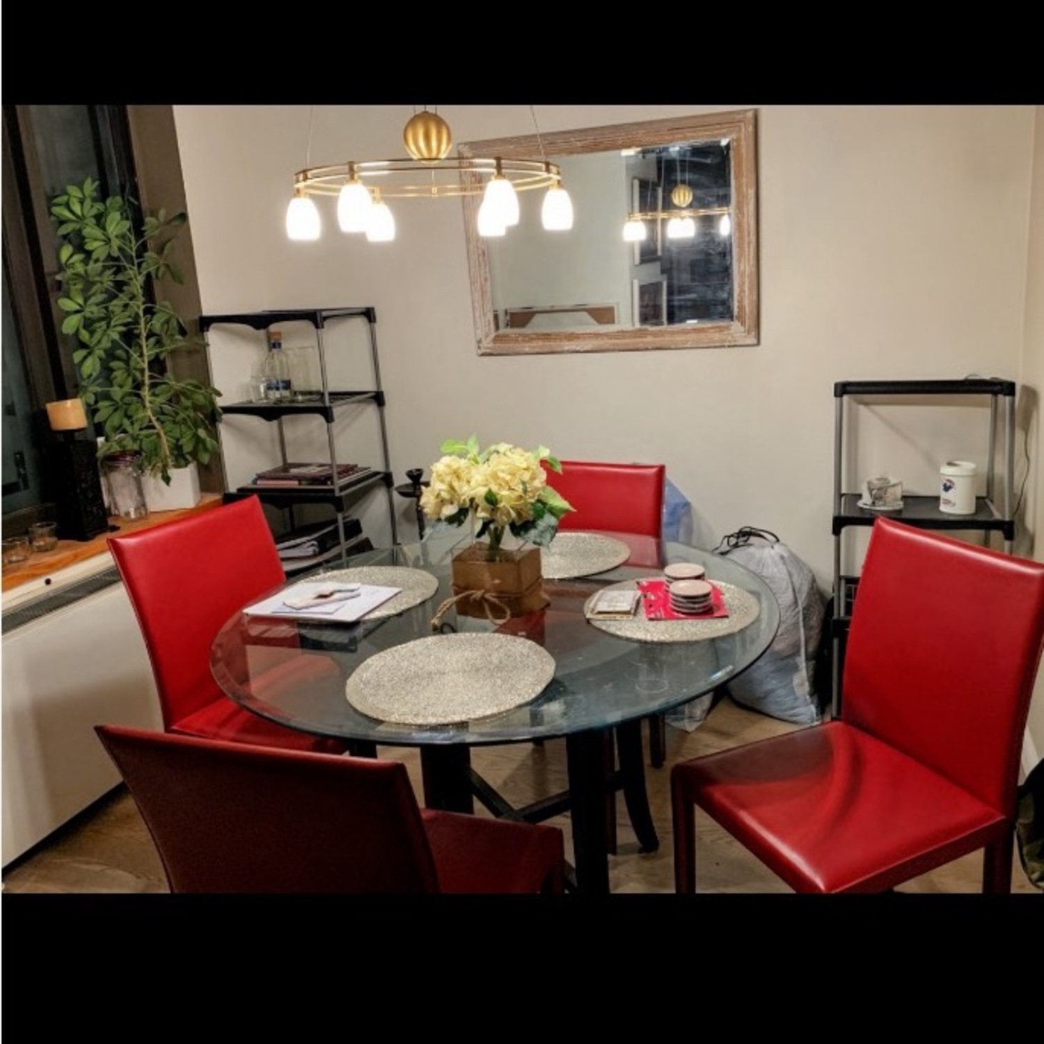 Crate & Barrel Halo Dark Brown Glass Dining Table - image-4