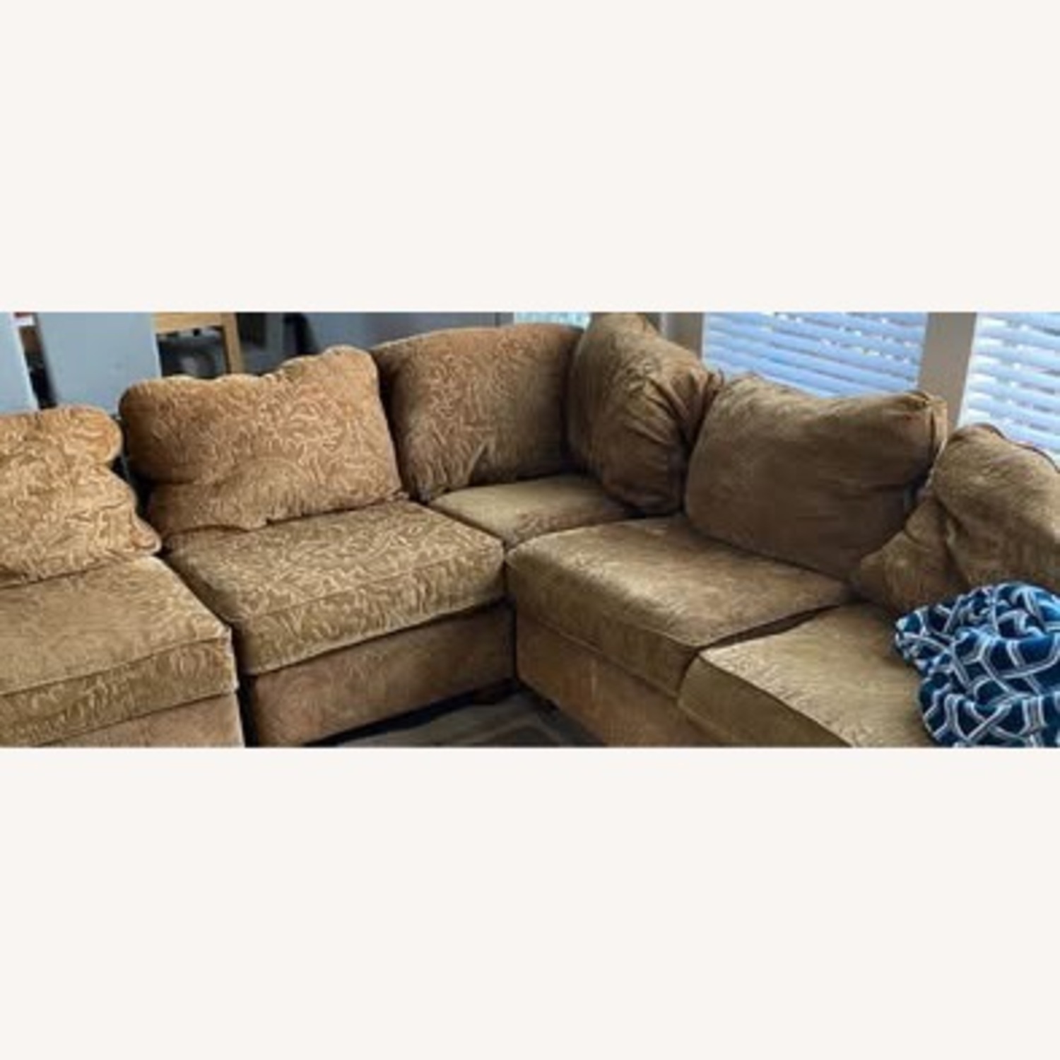 Vintage Beige Damask Sectional - image-4