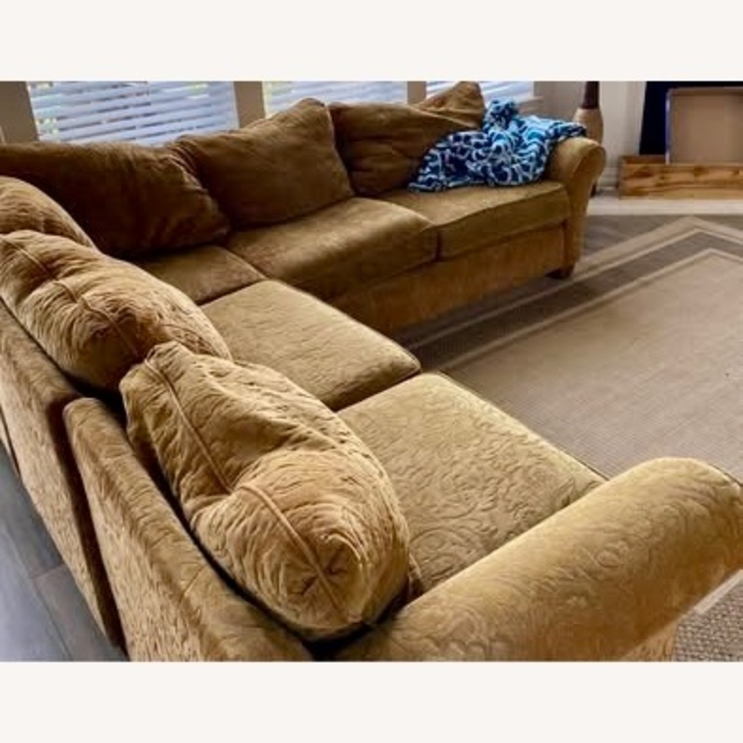 Vintage Beige Damask Sectional - image-1