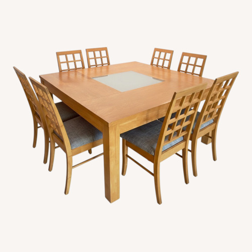 Used Natural Wood Square Dining Set for 8  for sale on AptDeco