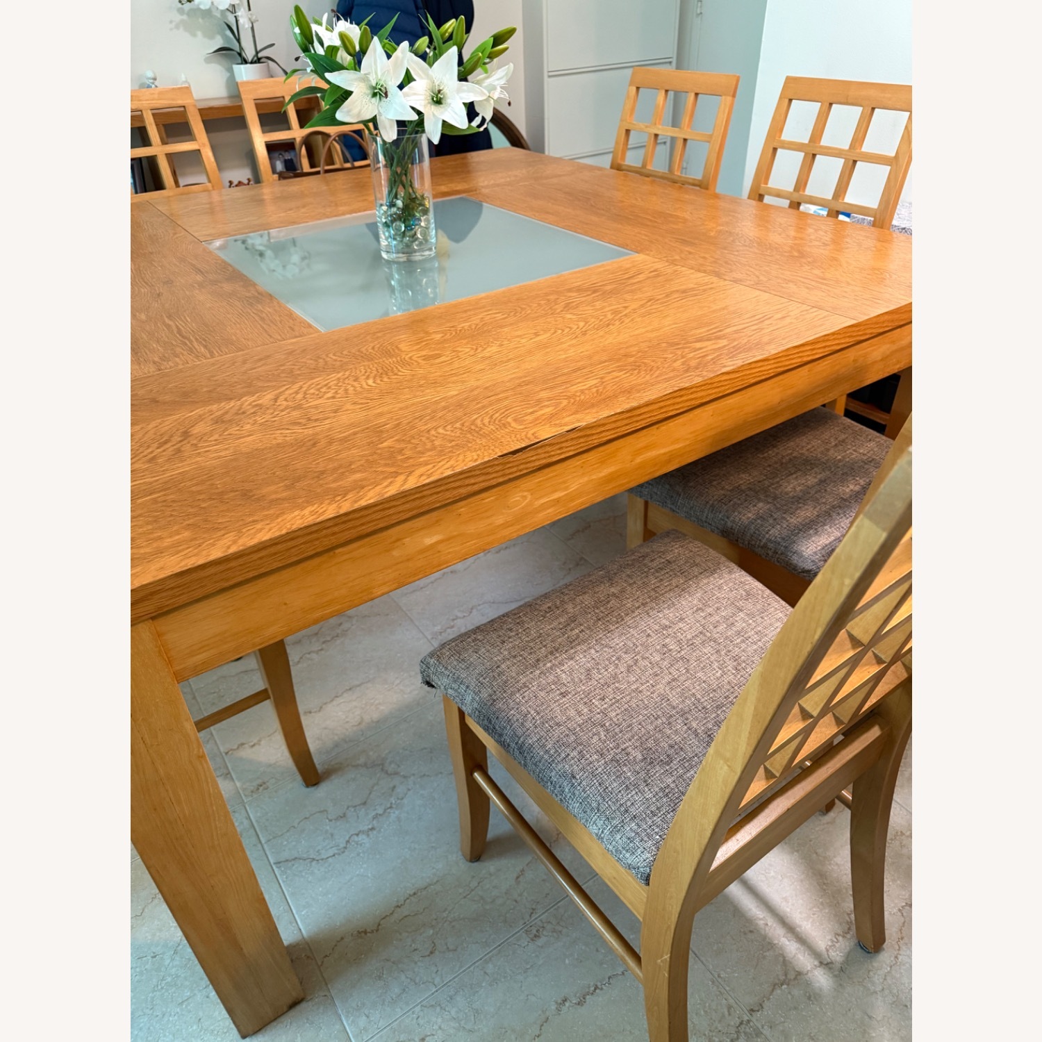 Natural Wood Square Dining Set for 8  - image-2