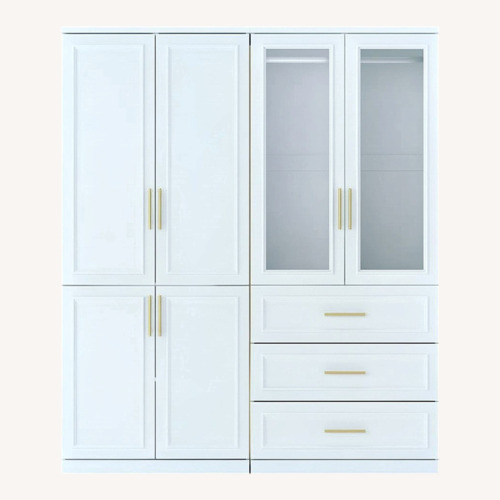 Used Saltash 74.9" H x 63.3" W 6 Door Armoire with Drawers for sale on AptDeco