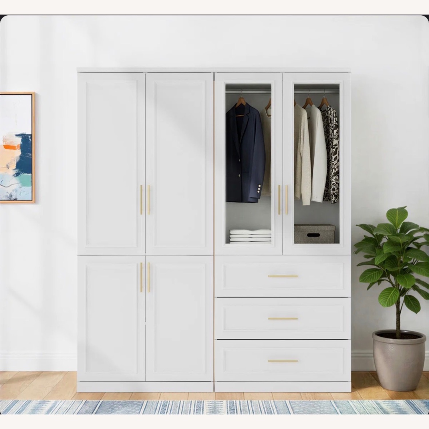 Saltash 74.9" H x 63.3" W 6 Door Armoire with Drawers - image-2