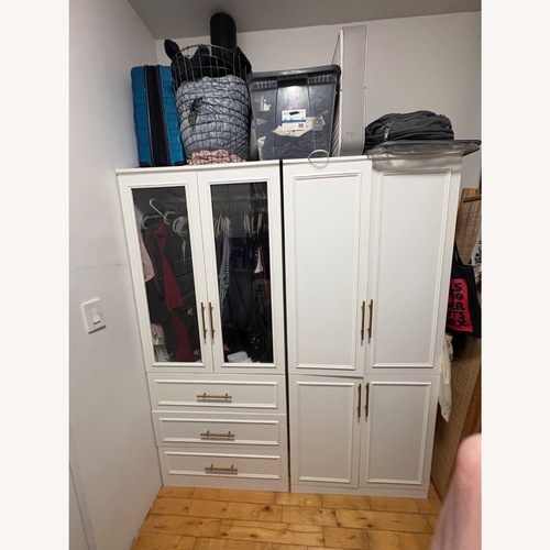 Used Saltash 74.9" H x 63.3" W 6 Door Armoire with Drawers for sale on AptDeco