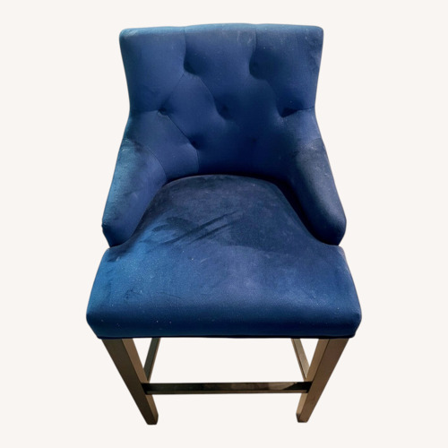 Used Blue and White Fabric Barstools - Set of 3 for sale on AptDeco