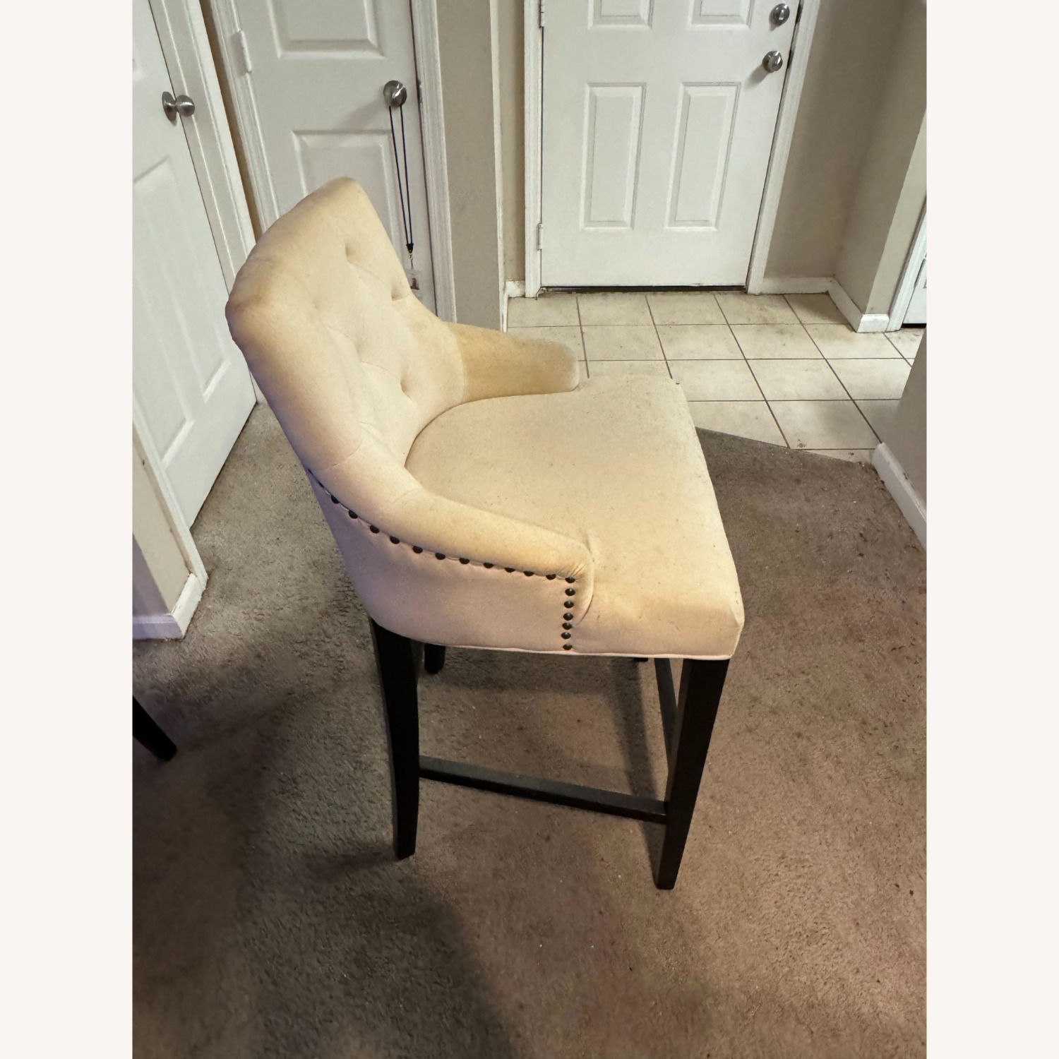 Blue and White Fabric Barstools - Set of 3 - image-11