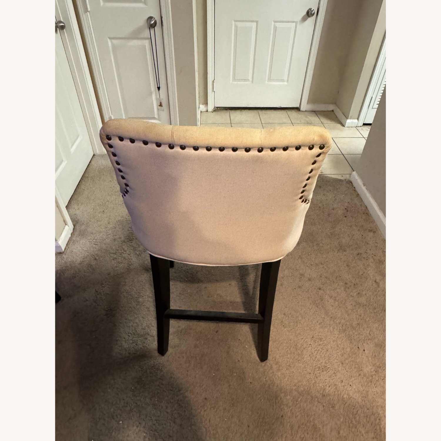 Blue and White Fabric Barstools - Set of 3 - image-10