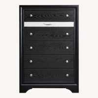 Miranda Modern 5-Drawer Chest Silver Panel, Solid Wood
