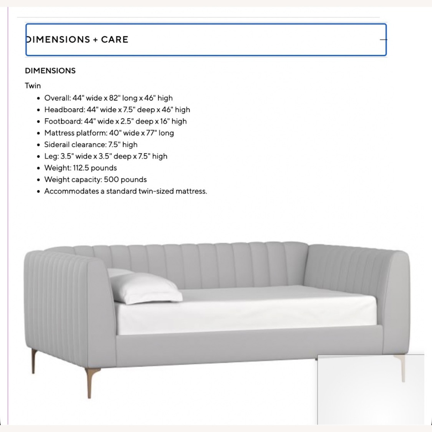 Pottery Barn Teen Avalon Channel Stitch Upholstered Daybed - image-1