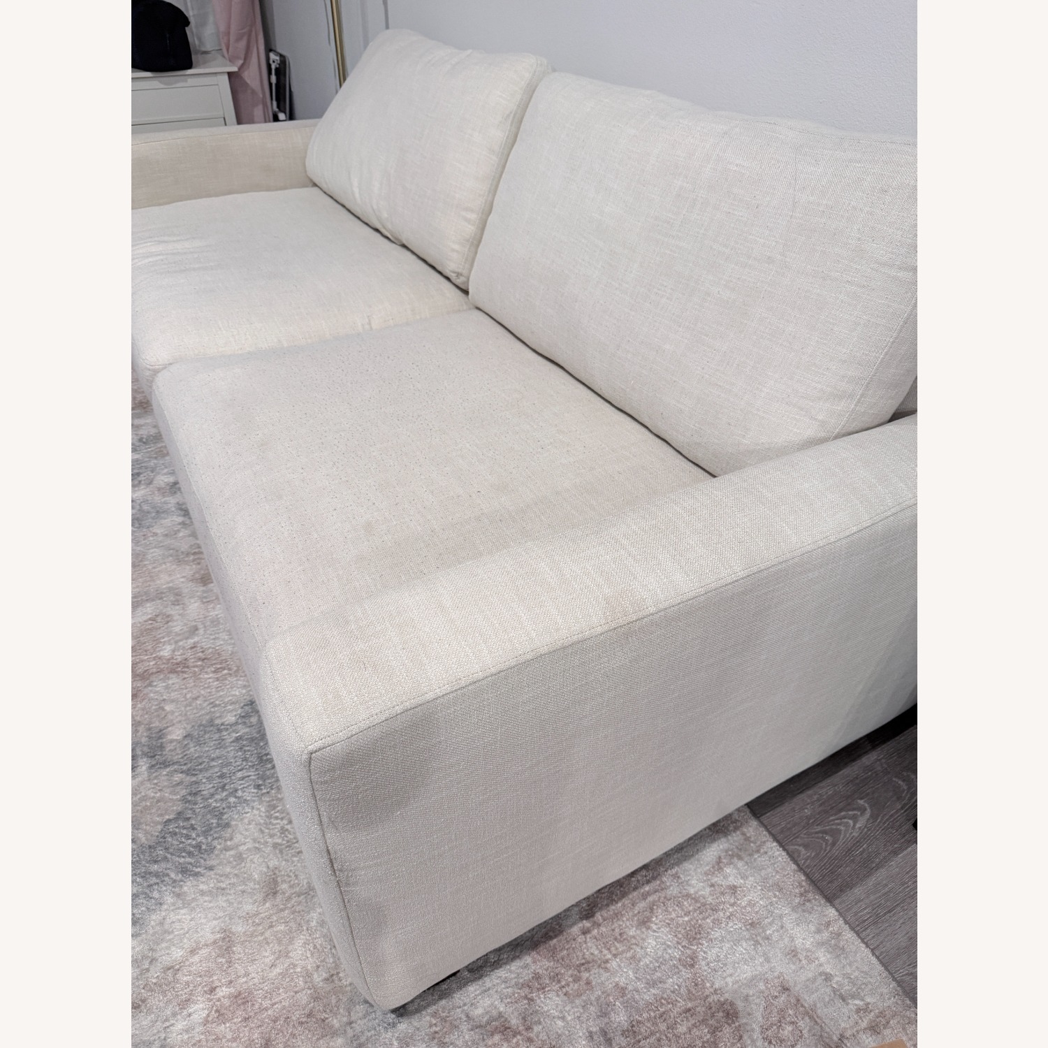 Living Spaces Magnolia White Fabric Sofa - image-1