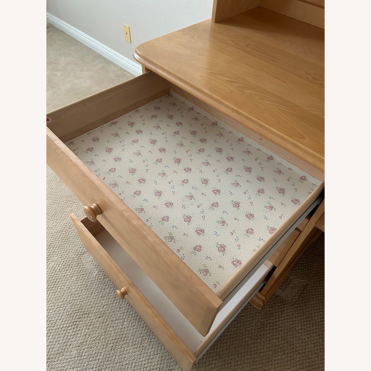 Solid Pine Wood Desk and Hutch - image-7