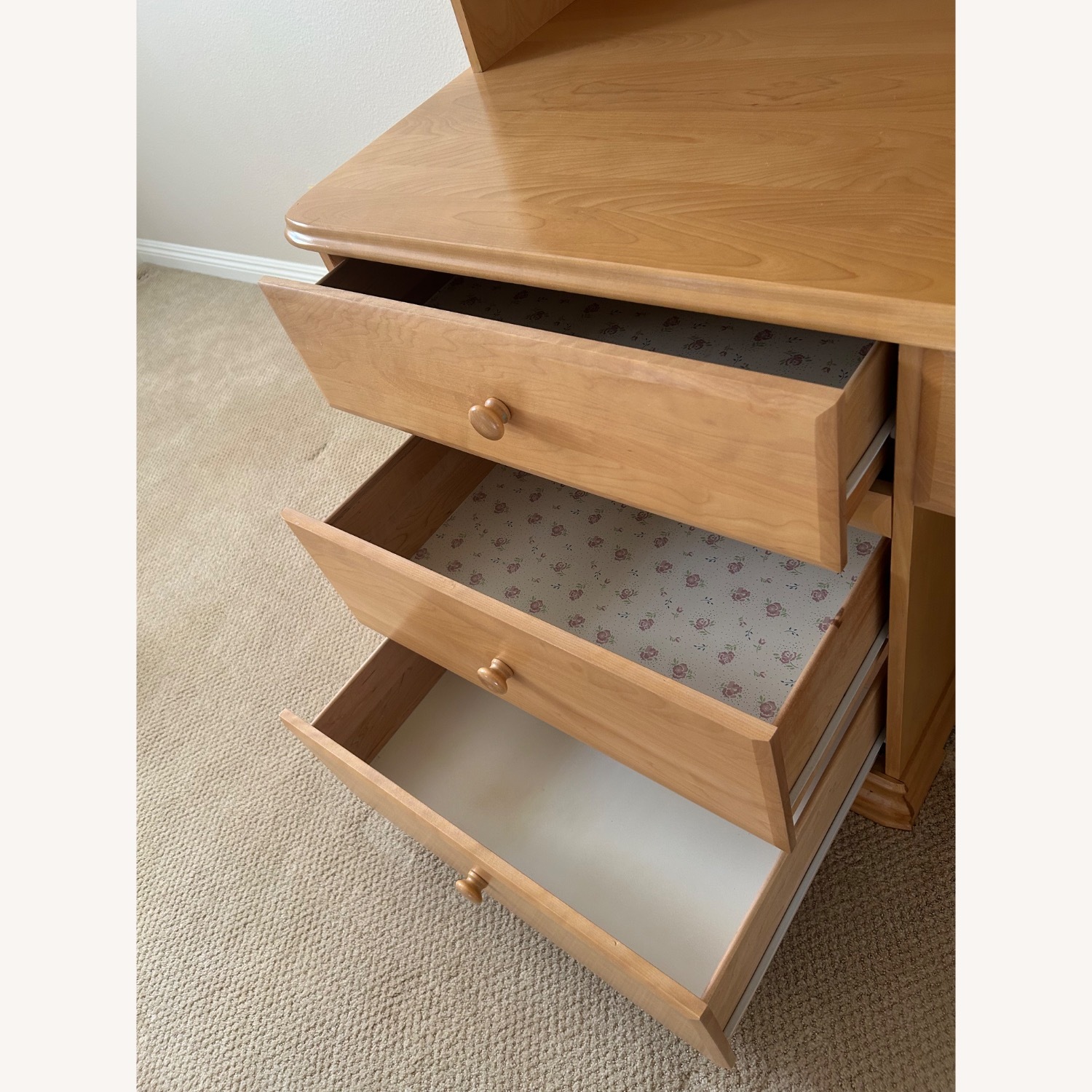 Solid Pine Wood Desk and Hutch - image-5