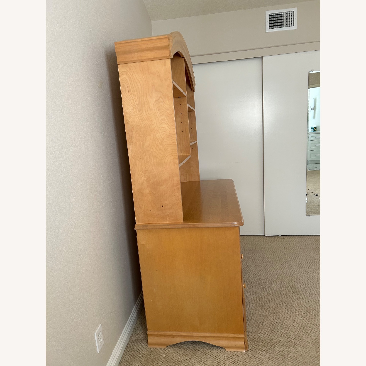 Solid Pine Wood Desk and Hutch - image-3