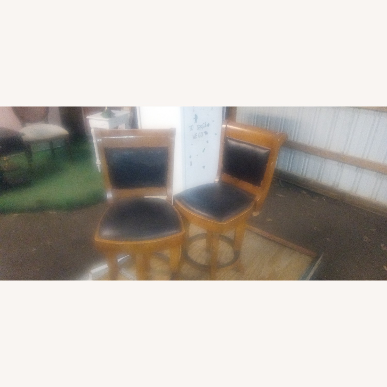 Vintage/Antique Dark Brown Wood Stools - image-1