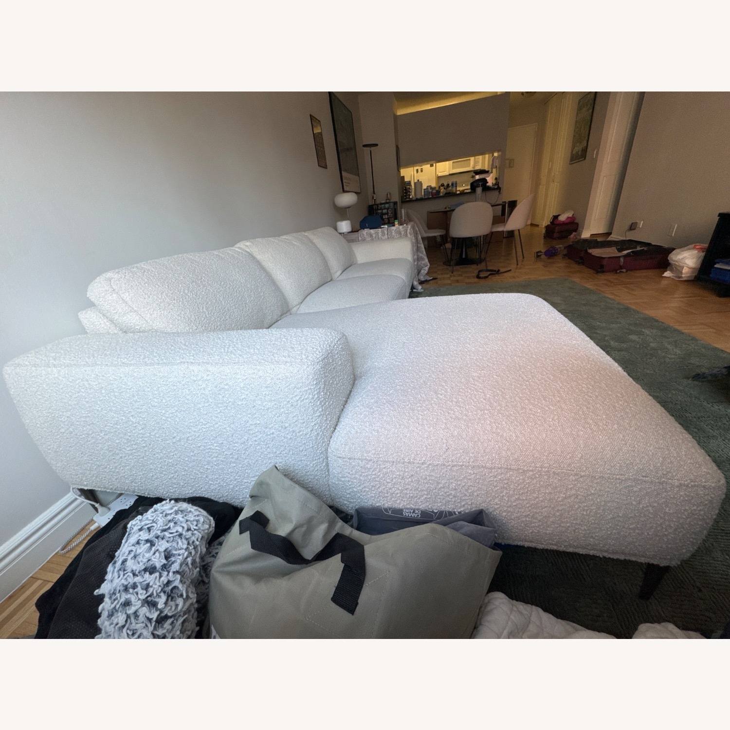 Poly and Bark White Boucle Sectional Couch - image-3