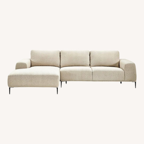 Used Poly and Bark White Boucle Sectional Couch for sale on AptDeco
