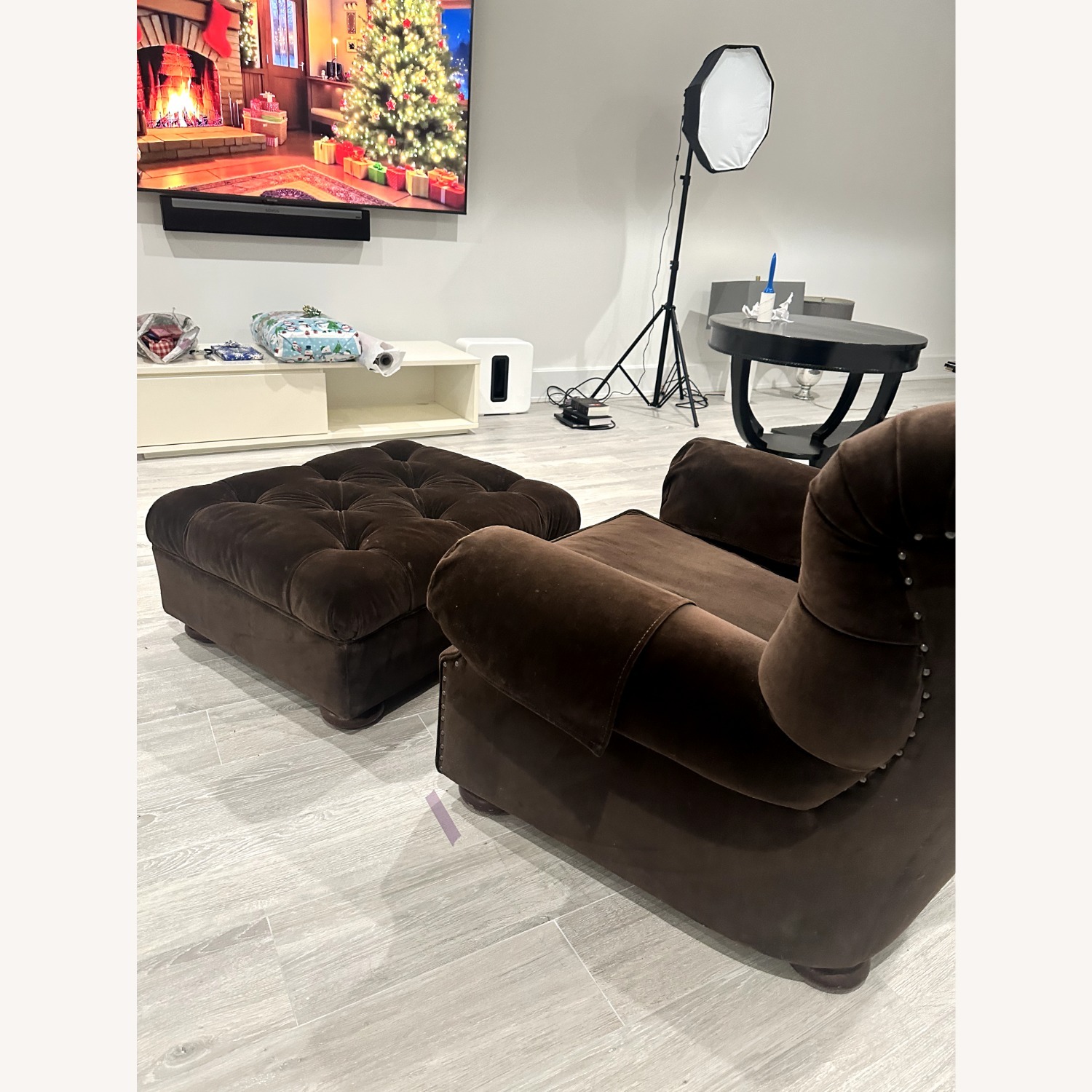 Ralph Lauren Dark Brown Velvet Armchair - image-2