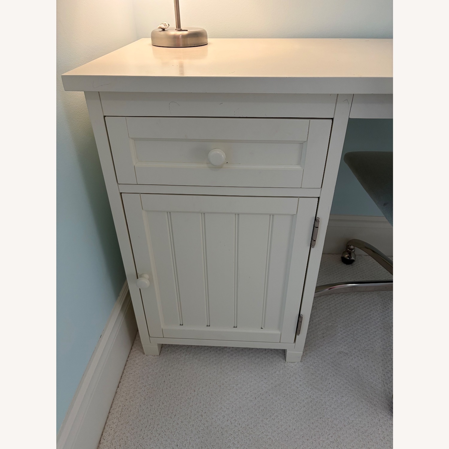 Pottery Barn White Desk & upholstered chair  - image-11