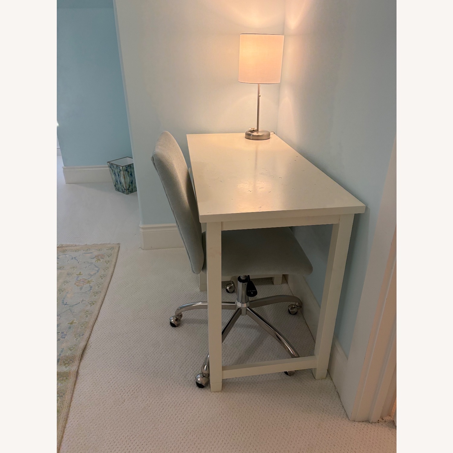 Pottery Barn White Desk & upholstered chair  - image-8