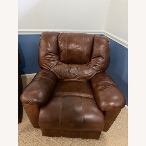 Used Levitz Furniture Dark Brown Leather Recliner for sale on AptDeco