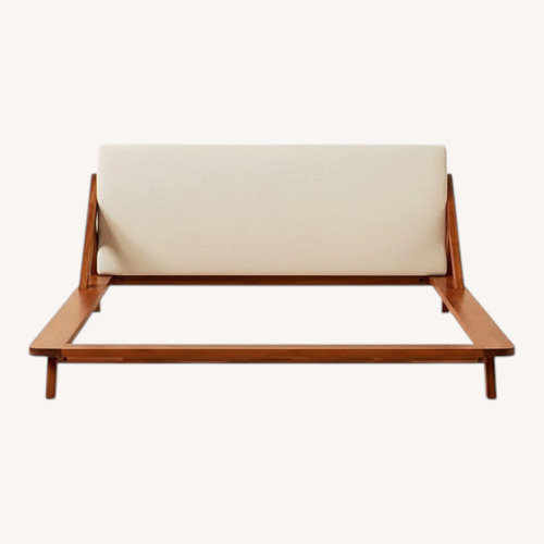 Used CB2 Drommen Acacia Bed Natural Fabric Queen Bed for sale on AptDeco